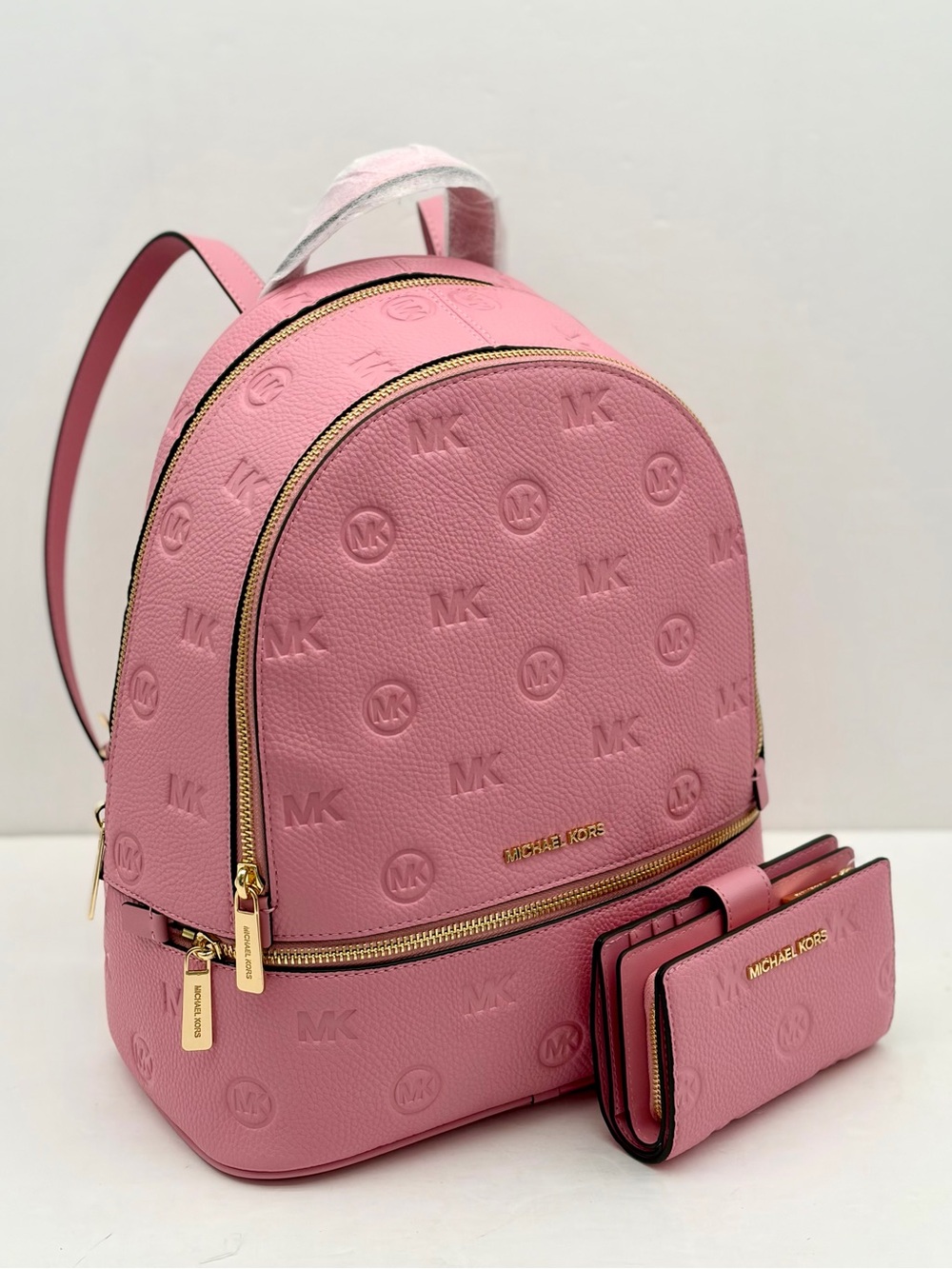 Michael Kors Pink Embossed Leather Backpack with Matching Wallet - Picture 8 of 13